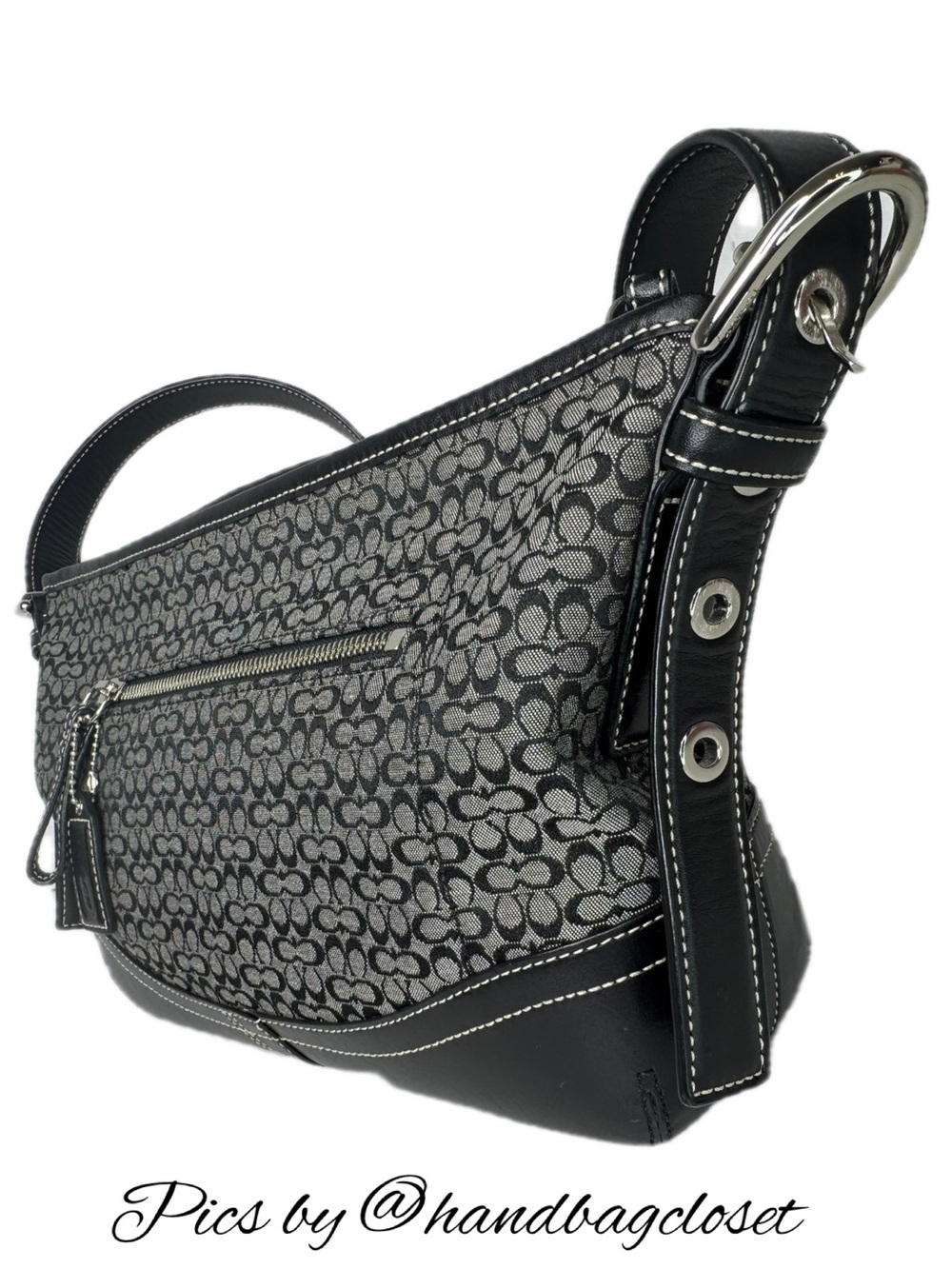 Coach Black Signature C Y2K F10945 Jacquard Soho Hobo Crossbody Bag - Picture 6 of 16